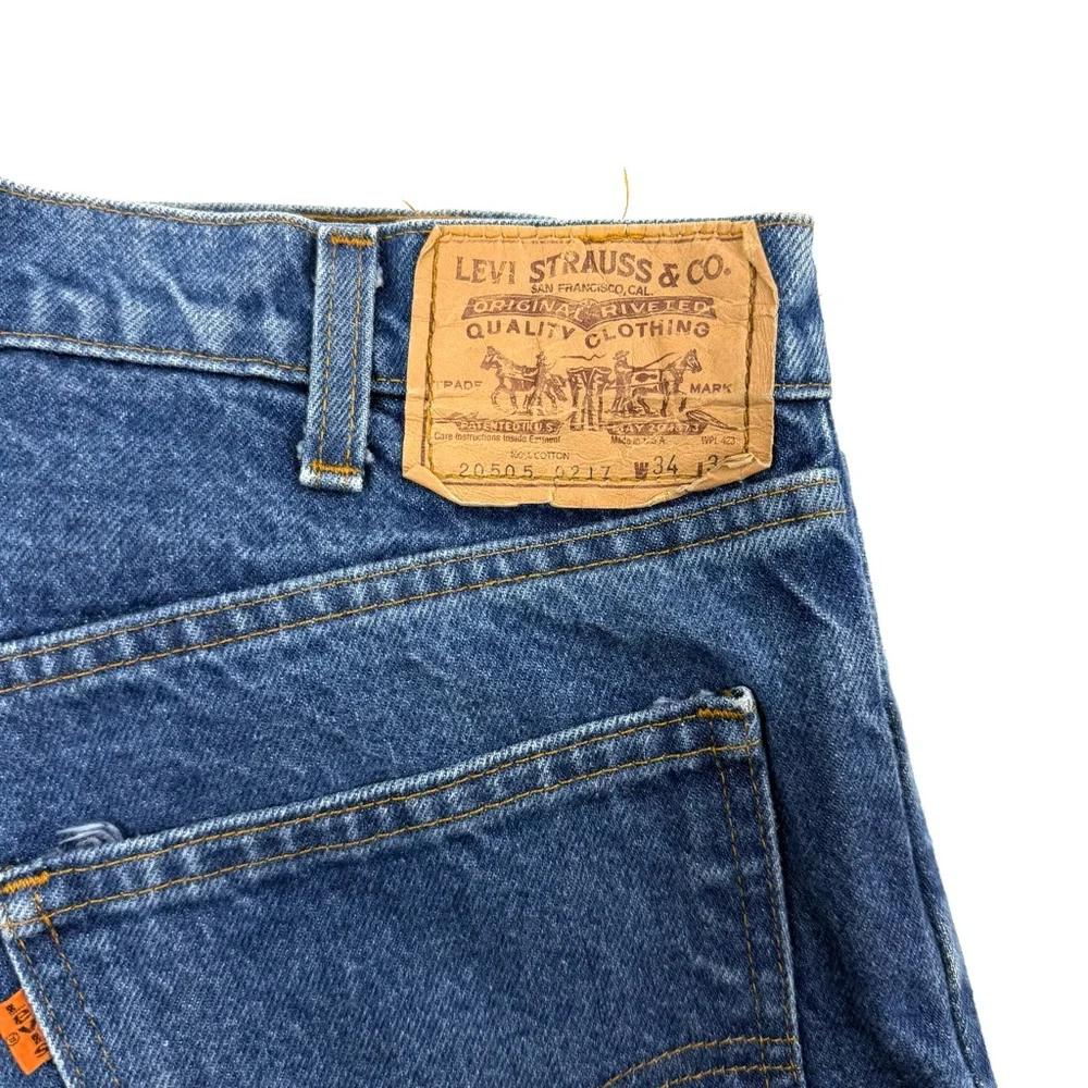 Vintage Orange Tab Levi's 505 217 Men's Straight Medium Wash Denim Jeans